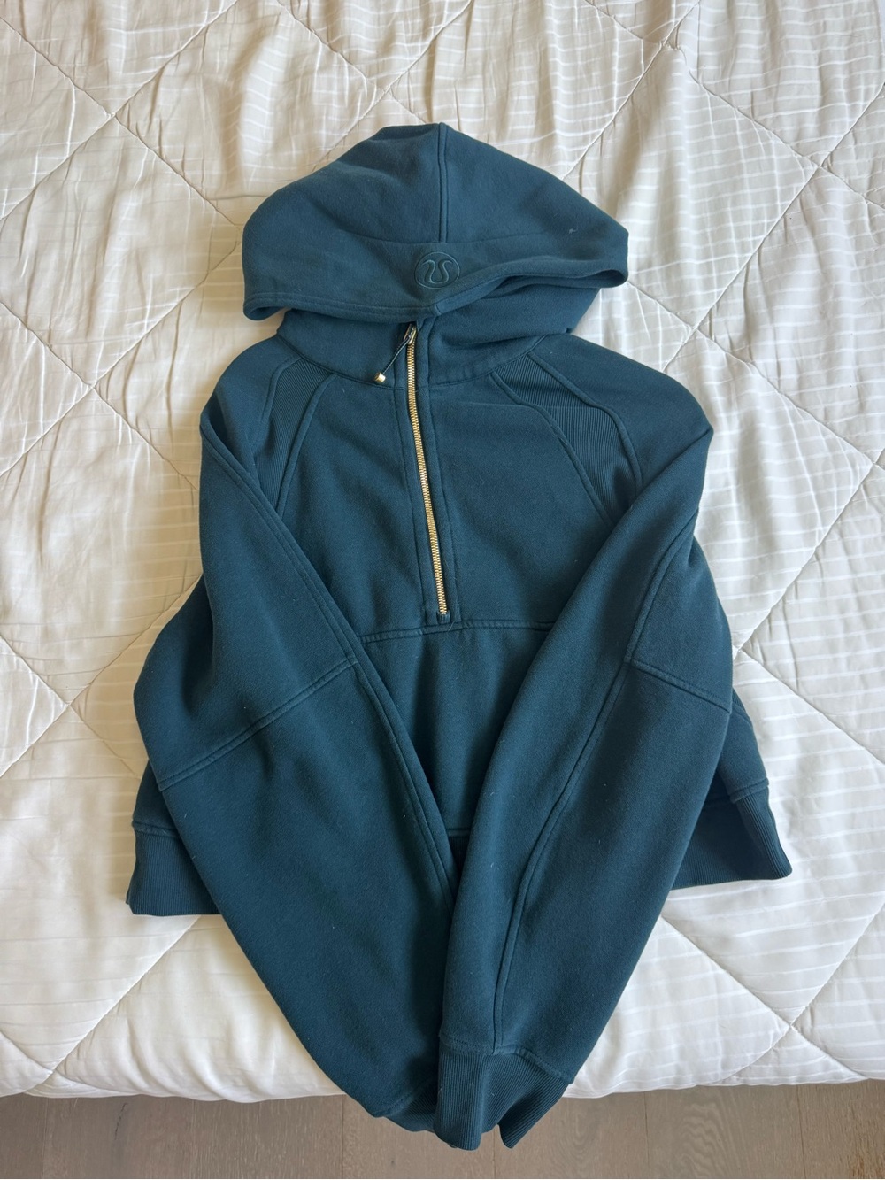 lululemon athletica Teal Zip-Up Hoodie with Gold Hardware
